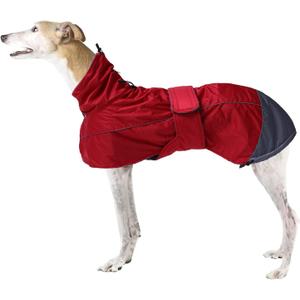 Greyhound Lurcher Winter Coat, Whippet Jacket with Padded Fleece, Waterproof Dog Snowsuit with Adjustable Bands and High Reflective be Safety - Red - XSmall (X-Small(Length: 18"-19.5"in))