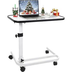 Medical Rolling Bedside Table with Wheels, Over Bed Table with Storage, Serving Tray, Laptop Computer Desk for Elderly, Hospital Patient, Home Care, White