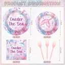 Oneder the Sea Decorations - 96 Pcs Under the Sea 1st Birthday Party Supplies, Pink Purple Ocean Animal Tableware Underwater World Disposable Paper Plate Napkin Fork for Girls Serves 24 Guests