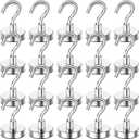 DIYMAG Magnetic Hooks 20pcs 50lbs Cruise Essentials 2026 Magnet Hook | Neodymium Heavy Duty Strong Magnets Hanging Ship Cabins Refrigerator Fridge Classroom Beach Vacation Kitchen Grills Home Tool