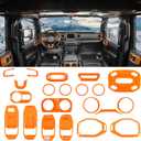 for Wrangler JL Interior Trim Kit Orange Dashboard for Jeep Wrangler JL JLU Gladiator JT 2018-2023 Orange Interior Accessories 21pcs