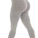 2 x Scrunch Butt Lifting Workout Leggings for Women High Waisted Yoga Pants Tummy Control Gym Booty Textured Tights (Small, Light Grey)