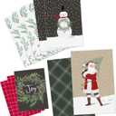 Hallmark Christmas Shirt Boxes for Presents (10 Clothes Boxes with Lids: 3 Small 11", 5 Medium 14", 2 Large 16") Red, Green and Black Plaid, Snowmen, Santa, Winter Greenery