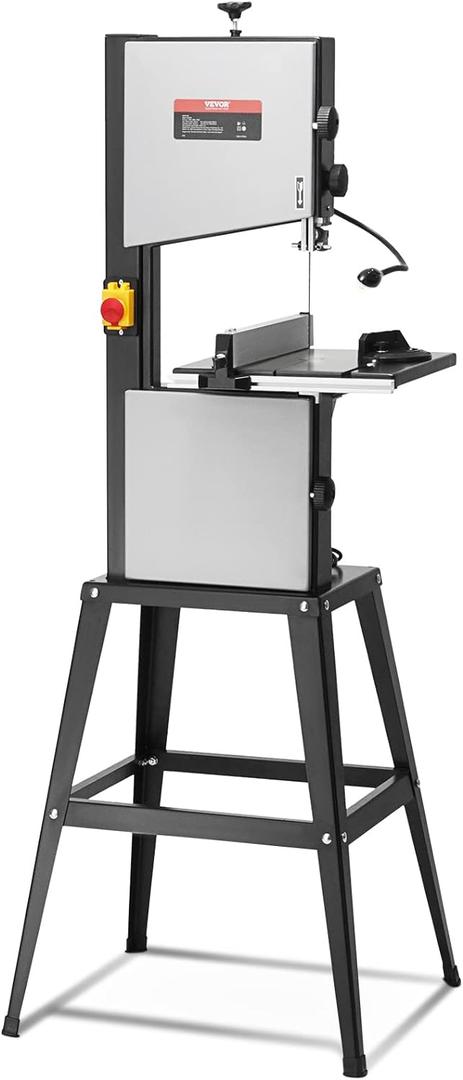 VEVOR Band Saw with Stand, 10-Inch, 560 & 1100 RPM Two-Speed Benchtop Bandsaw, 370W 1/2HP Motor with Metal Stand Optimized Work Light Workbench Fence and Miter Gauge, for Woodworking Aluminum Plastic