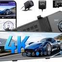 AZDOME PG17 12" 4K Mirror Dash Cam Front and Rear, Wi-Fi 6 Rear View Mirror Camera with 64GB Card, Voice Control Dash Camera for Car, Rearview Mirror Camera with GPS Night Vision Parking Assistance