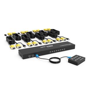 MT-VIKI KVM Switch 8 Port, 8X1 Rackmount KVM Switch VGA, Included 8 2-in-1 KVM Cables & Wire-Desktop Selector & Power Adapter, Fit 1U 19'' Rack (8 port KVM VGA)