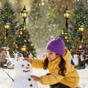 Winter Snow Scene Backdrop 5x7FT Snowflake Christmas Tree Glitter Bokeh Portrait Photography Background Winter Holiday Xmas Party Decorations Supplies Photo Props (5x7FT: 60x84 inch)