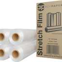 ACYPAPER, 18" Stretch Film/Wrap 1500 feet 80 Gauge Industrial Strength, up to 800% Stretch 20 Microns Clear Cling Durable Adhering Packing Moving Packaging Heavy Duty Shrink Film (4 Rolls/Box)