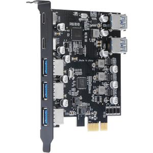 XRIKUI PCIe to USB 3.0 5X USB-A and 2X USB-C Ports Expansion Card,PCI Express Internal USB 3 Hub Converter for Desktop PCS Riser Card