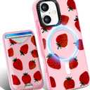 Toycamp for iPhone 17 Case - Compatible with Magsafe Credit Card Holder Wallet Magnetic Cute Women Teen Girls Kawaii Girly Unique Strawberry Design Phone Cover for Apple 17 Air