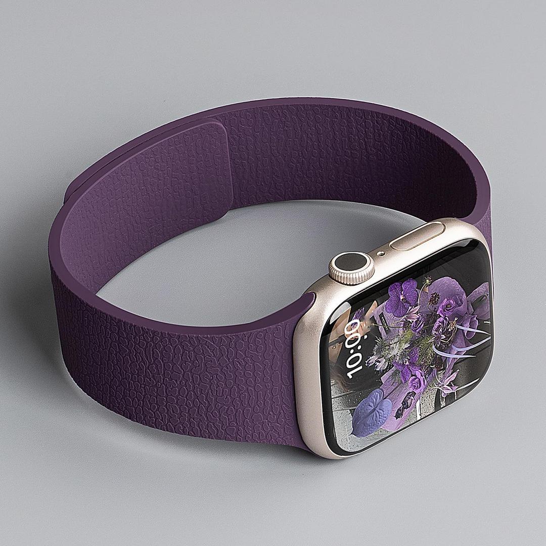 Magnetic Band Compatible with Apple Watch 49mm 46mm 45mm 44mm 42mm 41mm 40mm 38mm Women Men Lychee Silicone Magnetic Strap for iWatch Ultra SE Series 11 10 9 8 7 6 5 4 3 2 1