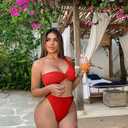 XXTAXN Women's Sexy Thong Cutout Monokinis Tie Beach One Piece Swimsuit Bathing Suit (Red, M)