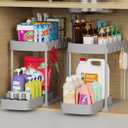 2 Pack Multi-Purpose Pull-Out Storage Organizers, Under Sink Organizers and Storage for Bathroom & Kitchen, Under Cabinet Organizers and storage, 12.8 Inch, Grey (Gray)