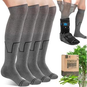 SONORAN Walking Boot Socks Bamboo Viscose (2 Pairs) Lightweight Replacement Sock Liner for Medical Tube Cast Socks (Grey)