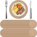 Yunlly Set of 48 Burlap Round Placemats Bulk Burlap Circle Rustic Table Decorations Jute Farmhouse Placemats Heat Resistant Round Table Mats Charger Place Mats for Christmas (11.8 in,Brown)