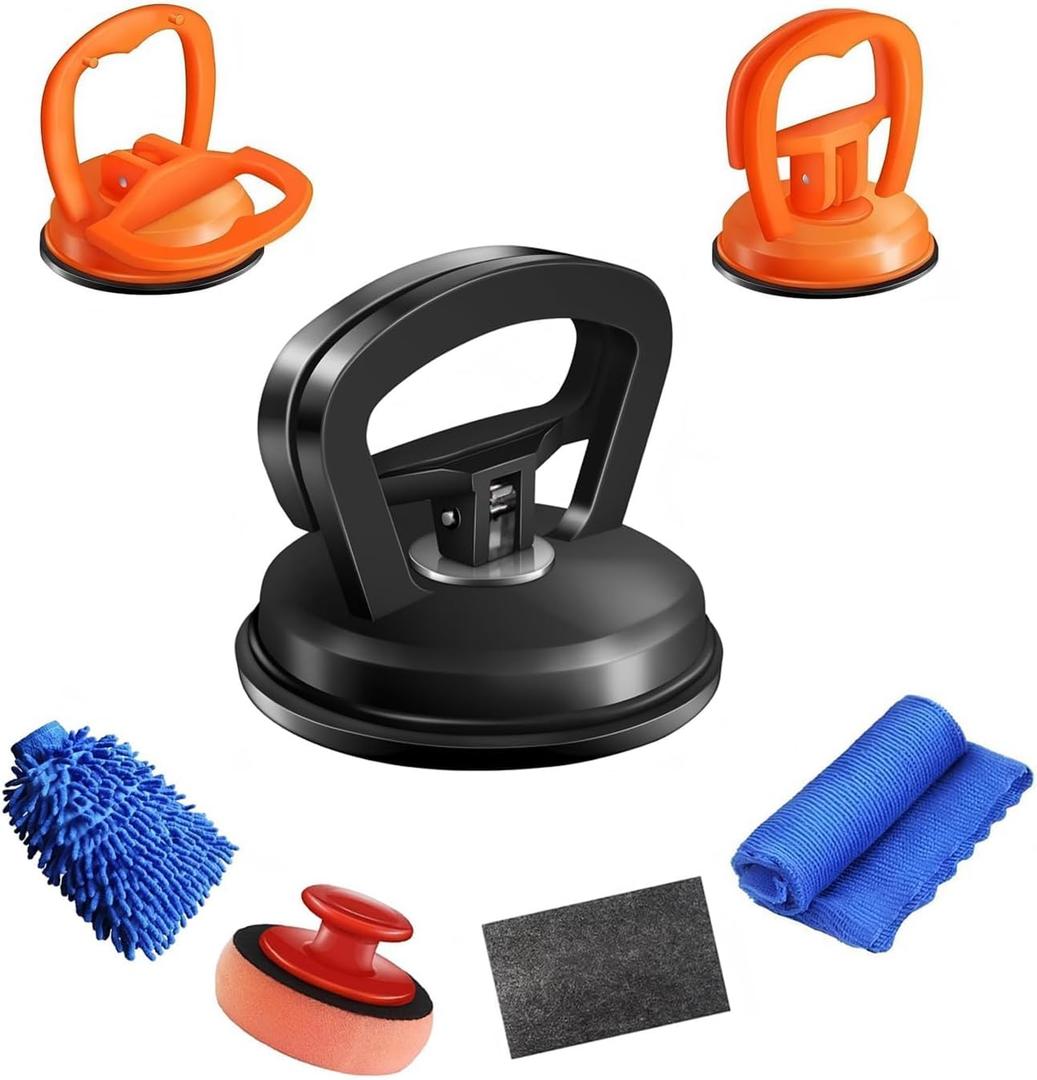 7-Piece Dent Puller Kit Heavy Duty Car Dent Puller & Dent Remover Tool for Vehicles, Auto Body Dent Repair Kit, DIY Multi-Use Dent Removal Kit for Paintless Dent Repair, Glass, Tiles, Screens, Set of 2