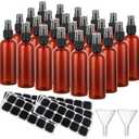 ABuff 60 Pack Plastic Spray Bottles 4oz Small Empty Fine Mist Spray Bottles Amber Clear Bottles for Essential Oils, Bath, Beauty, Hair & Cleaning, Small Sprays Bottle for Travel, With 10 Funnels