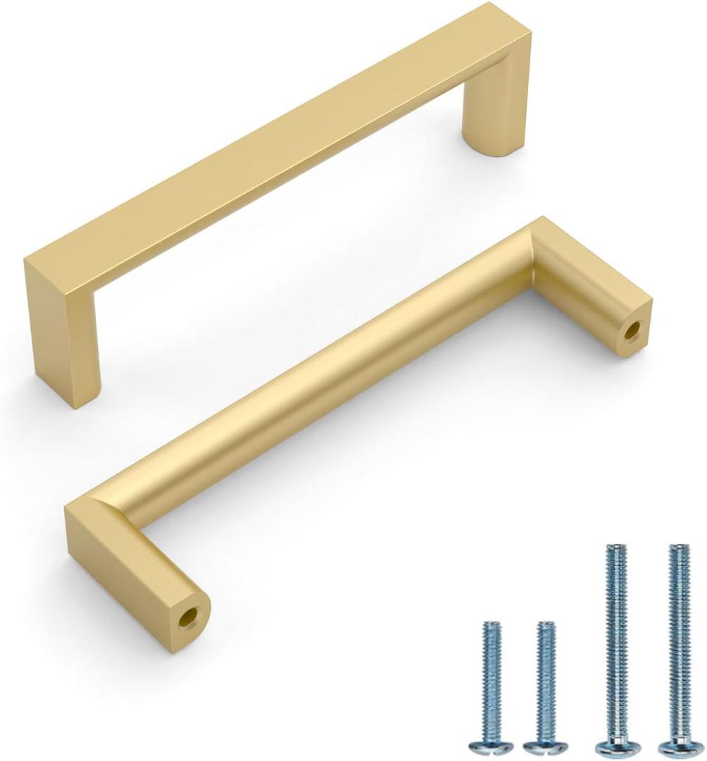 10 Pack 3.75 Inch(96mm) Kitchen Cabinet Handles Gold Cabinet Pulls Kitchen Cabinet Hardware Drawer Pulls for Cupboard Wardrobe