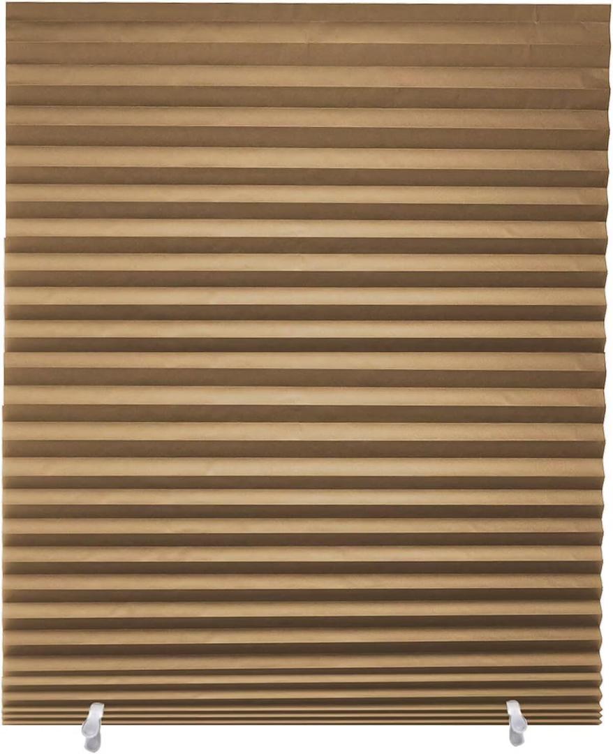 Changshade 6-Pack Pleated Paper Temporary Shades Cordless Light Filtering Cut to Size Temporary Paper Blinds for Indoor Windows of Office, Bedroom, Bathroom, Living Room, 24" W x 72" H, Brwon