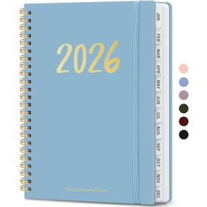 2 x 2026 Planner - Weekly and Monthly Planner, January 2026 to December 2026, Spiral Bound 2026 Calendar Planner Book, Inner Pocket, Perfect for Office Home School Supplies - A5 (6.3" x 8.5"), Baby Blue
