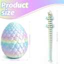 3D Printed Dragon Easter Basket Stuffers - Blue Rainbow - 12" Flexible Crystal Dragon with Egg, Unique Easter Decor, Cool Fidget Toy, Birthday Gift, Desk Pet Figure