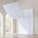 gogoparti 50x20FT White Ceiling Curtain Panels - 10 Panels of 5x20FT Wrinkle-Free Polyester Drapes for Weddings, Birthdays, Parties, Tent & Event Decoration