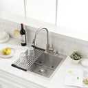 20 inch Drop In Bar Sink - VOKIM 20"x 19" Drop In Kitchen Sink Stainless Steel Top Mount Sink Single Bowl Handmade Small Bar sink with Accessories, 20"X19"X9"