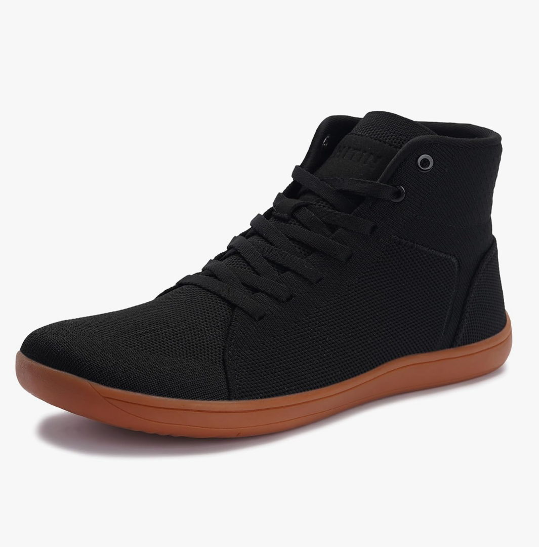 WHITIN Men's High Top Minimalist Barefoot Shoes | Wide Toe Box + Zero Drop Sole (size: 9.5 wide)
