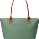 KALIDI Tote Bag for Women Nylon Top-Handle Purse,Shoulder Hobo handBag with Zipper Leisure Foldable Weekend (Green)