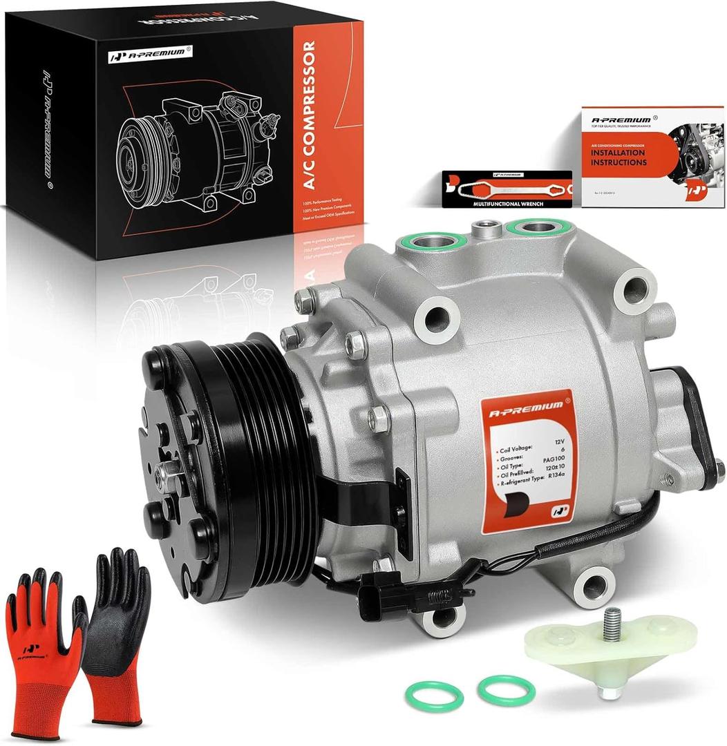 A-Premium Air Conditioner AC Compressor with Clutch Compatible with Ford Five Hundred Freestyle 3.0L 2005-2007, Mercury Montego 3.0L 2005-2007