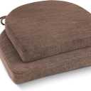 IPYNBAP Chair Cushions for Dining Chairs, Kitchen Chair Cushions, 16'' x 16'' x 2'', Non Slip Indoor Seat Cushions, Chair Pads for Dining Chairs with Ties & Removable Cover, Set of 2, Brown