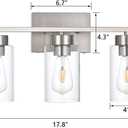 3-Light Bathroom Vanity Light, Modern Brushed Nickel Wall Lights with Clear Glass Shades, Bathroom Wall Sconce Lamp for Mirror Living Room Bedroom Hallway