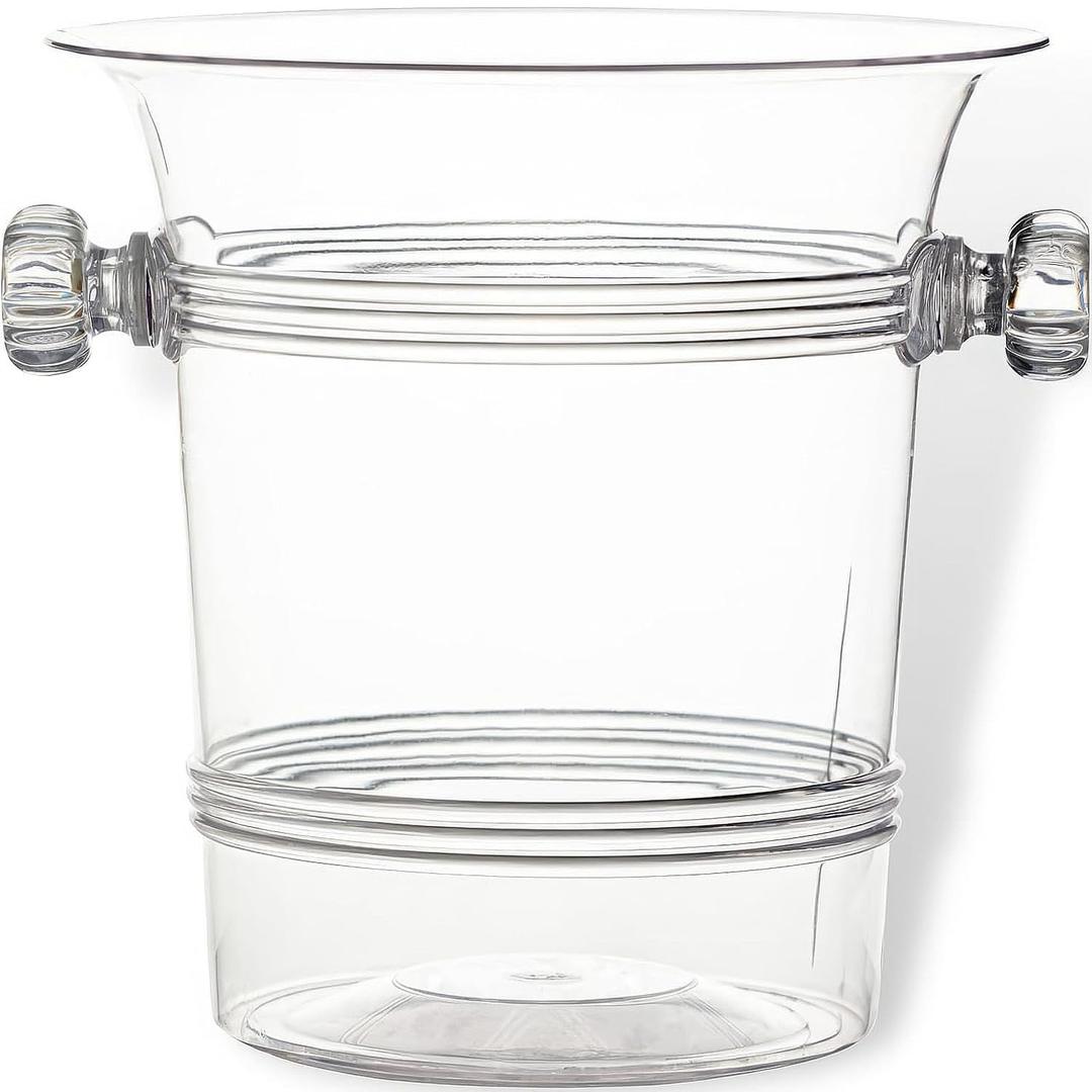 Crystal Clear Plastic Ice Bucket - Reusable Ice Container & Beverage Cooler, Perfect Bar Accessory for Parties, Themed Events, Picnics & Everyday Home Use