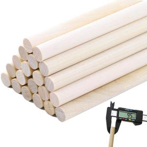 3/8 x 15 Wooden Dowel Rods 20PCS Round Wood Dowels for Crafts, Unfinished Hardwood Sticks for Macrame Arts, DIYers, Crafting, Wedding Wands and Flag Poles