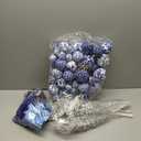 106 Pcs Blue and White Winter Tree Decorations Set Chinoiserie Christmas Ball Snowflake Ornament Star Tree Topper Ribbon Glitter Blue Artificial Poinsettia Silver Berry Stems for Xmas Trees