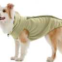 IECOii Fleece Dog Sweater for Large Dogs, Large Dog Sweater Sleeveless with Leash Hole and Reflective Strips, Fall Winter Turtleneck Hoodie Vest Lightweight & Stretchy Fit for Active Dogs, Green, XL