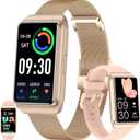 ZPIMY 1.47" AMOLED Smart Watch for Women, Mens Smartwatches,Fitness Tracker Smartwatch for Android iPhones, Digital Watches Step Counter, 2 Straps (Gold)