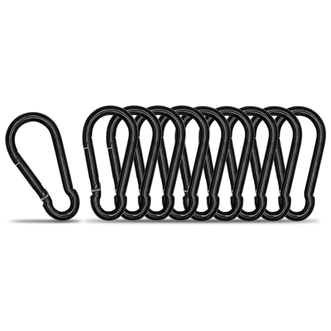 Small Carabiner Clip Hook, 1.97 inch 10 pcs Black Heavy Duty Spring Snap Hook Key Chain, Carabiners Clips for Outdoor Camping, Swing Set, Hammock, Hiking Travel, Fishing, Quick Link Keychain