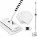 Hands Free Flat Mop with 5 Reusable Pads, One-Click Cloth Release, 53-Inch Extendable Stainless Steel Handle, Microfiber Mini Mop with Wall Holder for Hardwood, Tile, Bathroom, Kitchen and Glass