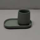 INGOFIN Automatic Ceramic Bathroom Accessory Set - 2 Pcs Auto Liquid Soap Dispenser Touchless, Toothbrush Holder & Tray, Smart Electric Bathroom Counter Set for Home, Guest Room, or Office, Green