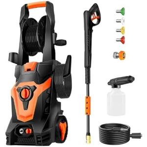 PowRyte Electric Pressure Washer with Hose Reel, Foam Cannon, 4 Different Pressure Tips, Power Washer, 3800 PSI 2.4 GPM