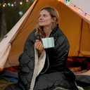 12V Battery Powered Heated Camping Blanket with Detachable Hood, Heated Cordless Blanket with 15000 mAh Battery, Wearable Car Blanket (Black)