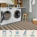 Lahome Elance Striped Easy Jute Rug, 3x5 Outdoor Patio Porch Rug Washable Rugs for Entryway, Indoor Outdoor Living Room Carpets, Farmhouse Neutral Non Slip Carpet for Backyard Bedroom RV, Khaki