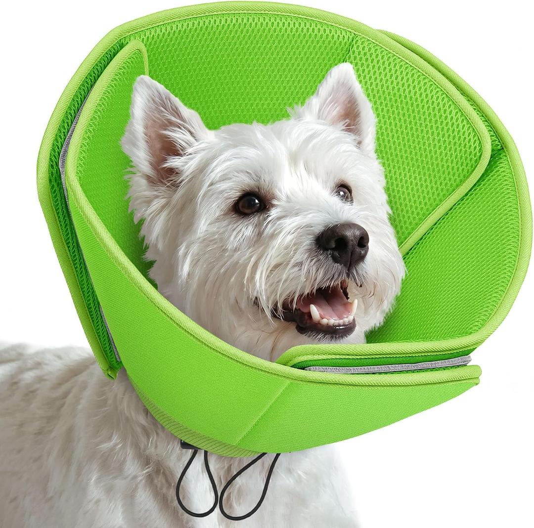 AOFITEE Soft Dog Cone Collar, Adjustable Cone for Dogs to Stop Licking, Dog Cones for Small Dogs, Breathable Elizabethan Collar Wound Healing After Surgery(Green,S) 