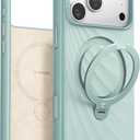 TORRAS Q3 Wind for iPhone 17 Pro Max Case Liquid Silicone, Fit for MagSafe, 360 Spin Magnetic Stand, Soft Grip, Camera Control, Protective Phone Case for iPhone 17 Pro Max Case, Aqua Blue