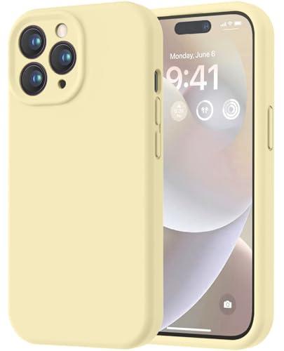 LOVE 3000 Designed for iPhone 14 Pro Max Case, Premium Silicone with [Soft Anti-Scratch Microfiber Lining] Shockproof Protective Phone Case for Men Women Girls 6.7", Creamy Yellow