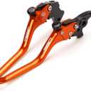 CNC Motorcycle Clutch Brake Lever Compatible with 2023 390 Adventure DUK 390 RC390 2013-2023 Handle Brake Levers Brake Clutch Levers (Orange, 390)