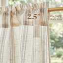 jinchan Striped Linen Kitchen Tier Curtain Rustic Cafe 30 Inch Small Window Balanced Stripe Half Window Curtains for Living Room Bathroom 2 Panels Taupe Grey on Linen