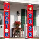Mindsoft 2 Pcs Baseball Senior Night 2026 Graduation Decorations Baseball Senior Night Porch Door Banner 30 x 180 cm Class of 2026 Wall Sign Decorations for Graduation Party Supplies Outdoor Decor