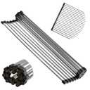 Roll Up Dish Drying Rack 17.7" x 16" - Over The Sink for Kitchen Counter, Foldable SUS304 Stainless Steel Dish Drying Rack for Cups, Utensils, Fruits, Vegetables